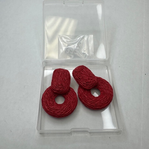 Raffia Fuchsia Circle Earrings - Picture 1 of 4